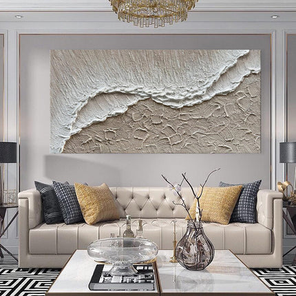 Earth Texture Sea Beach Oil Paintings Hand Painted White Ocean Waves Canvas Living Room Home Decor Modern Landscape Wall Art Painting