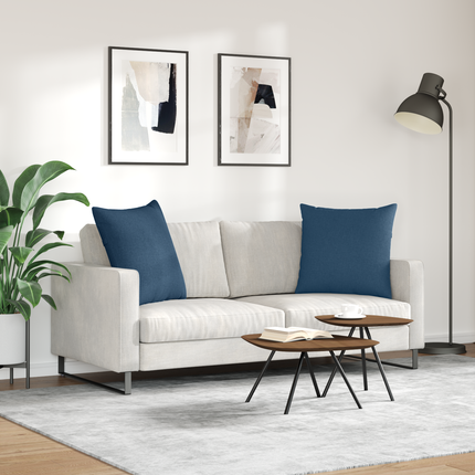 Sofakuddar 2 st tyg Blå 80 x 80 cm