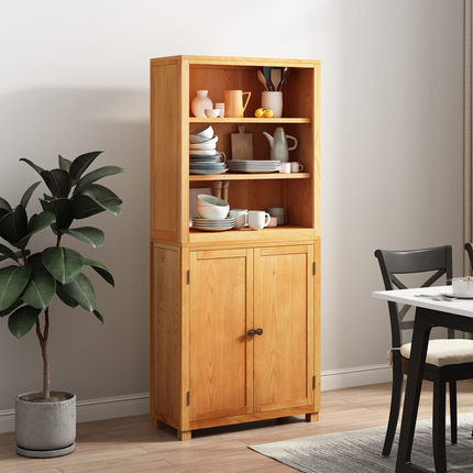 Förvaringsmöbelset 2 st Naturlig 80 x 35 x 185 cm Massivt Ekträ