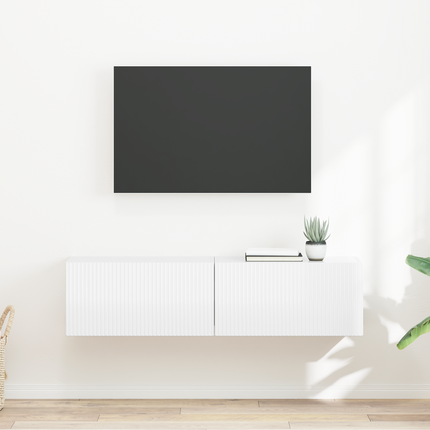 TV Vägghylla 2 st Glansig Vit Konstruerat trä