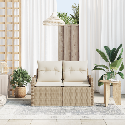 Trädgårdsoffa med kudde Beige 121 x 62 x 69cm konstrotting