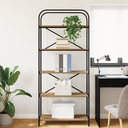 Hyllsystem 5 nivåer 80 x 30 x 183 cm Konstruerat trä Artisan Ek
