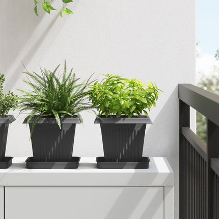 Kvadratisk Blomkruka 24 st Svart 16 x 16 x 14 cm Plast