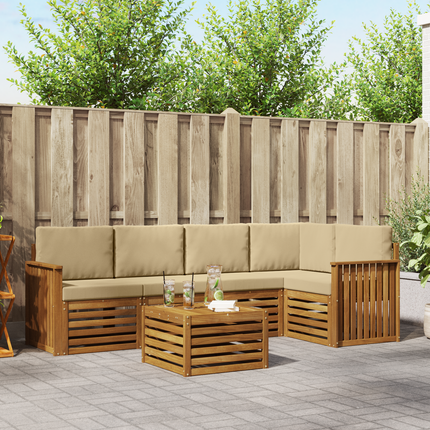 Utomhussoffset 6 st Naturlig och Beige Polyester