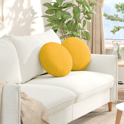 Sittkuddar 2 st Kordread tyg Ljusgul Ø 40 cm