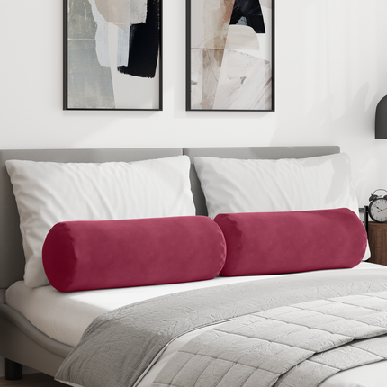 Bolsterkuddar 2 pcs Vinröd Ø 25 x 70 cm Kordread tyg