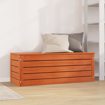Förvaringslåda med dörr Vaxbrun 89 x 36,5 x 33 cm Massiv furu