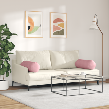Bolsterkuddar 2 pcs Rosa Ø 25 x 70 cm Kordread tyg