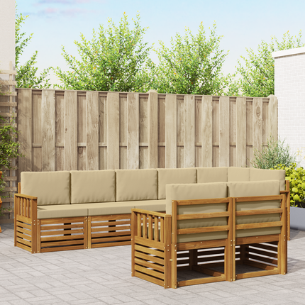 Utomhussoffset 8 st Naturlig och Beige Polyester