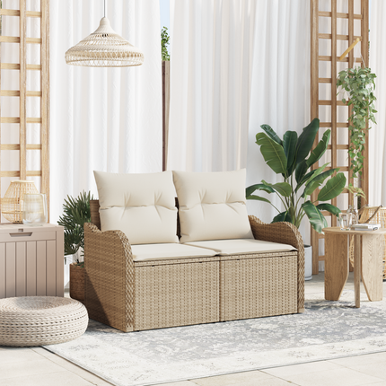 Trädgårdsoffa med kudde Beige 121 x 62 x 69cm konstrotting