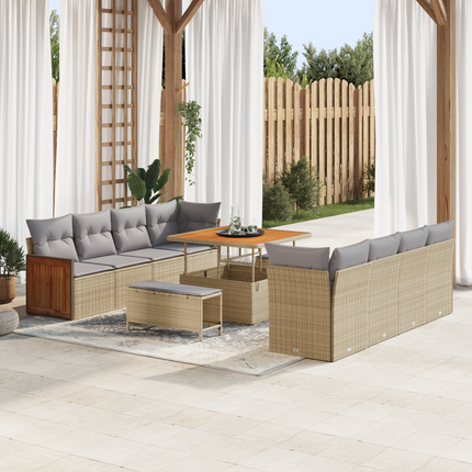 Trädgårdsoffset 11 st 11-Antal sittplatser Beige och Ljusgrå