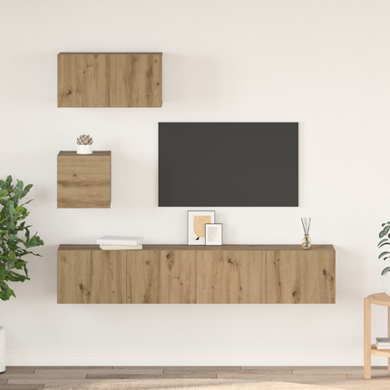 TV-bänkset 3 st Artisan Ek Konstruerat trä