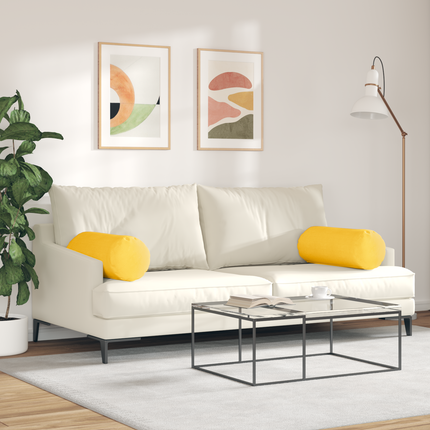 Bolsterkuddar 2 pcs Ljusgul Ø 25 x 70 cm Kordread tyg