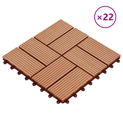 Terrassplattor 22 st Teak 30 x 30 cm WPC