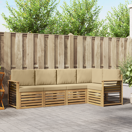 Utomhussoffset 5 st Vit och Beige Polyester