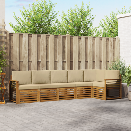 Utomhussoffset 6 st Naturlig och Beige Polyester