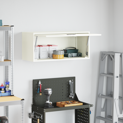 Vägghylla för garage Vit 80 x 33 x 35 cm Pulverlackerad stål
