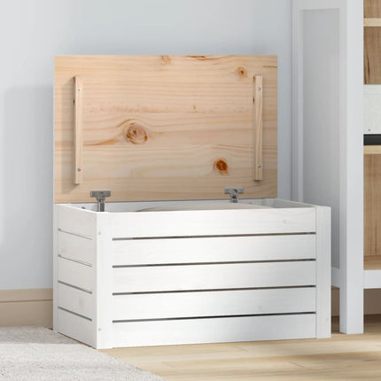 Förvaringslåda vit 59,5x36,5x33 cm massiv furu