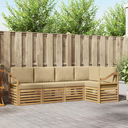 Utomhussoffset 5 st Vit och Beige Polyester