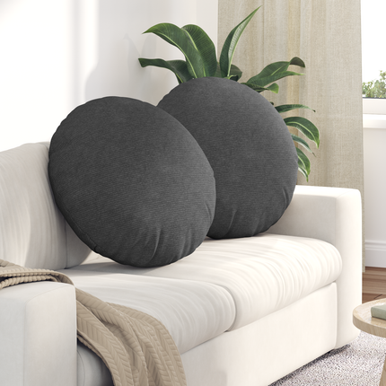 Sittkuddar 2 st Kordread tyg Mörkgrå Ø60 x 21 cm