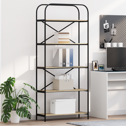 Hyllsystem 5 nivåer 80 x 30 x 183 cm Konstruerat trä Sonoma-ek
