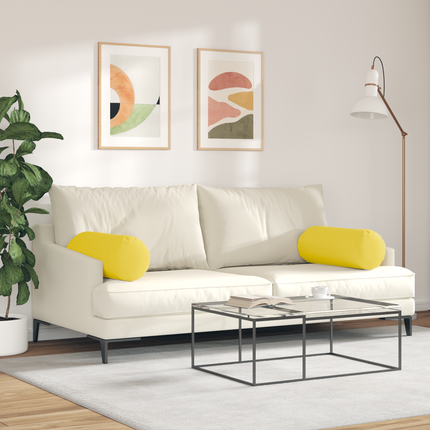 Bolsterkuddar 2 pcs Ljusgul Ø 25 x 70 cm tyg