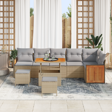 Trädgårdsoffset 9 st 9-Antal sittplatser Beige och Ljusgrå