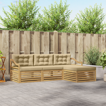 Utomhussoffset 4 st Vit och Beige Polyester