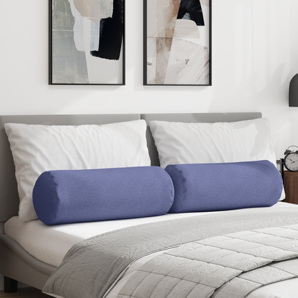 Bolsterkuddar 2 pcs Jeansblå Ø 25 x 70 cm tyg