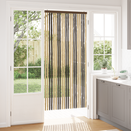 Insektsgardin Chenille Mörkbrun och Beige 90 x 200 cm 100% PP