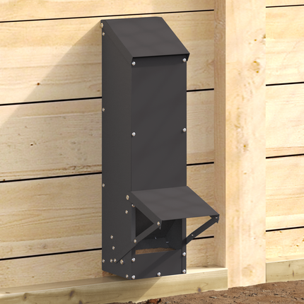 Hönsfodertråg Svart 13 x 12 x 51 cm Kallvalsat Stål