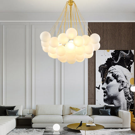 Creative Light Luxury Ball White Glass Bubble Post-modern Living Room Pendant Lamp