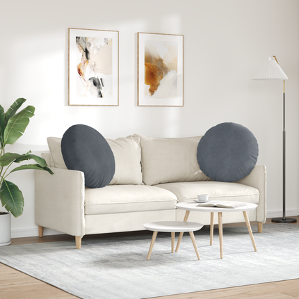 Sittkuddar 2 st Sammet Mörkgrå Ø60 x 21 cm