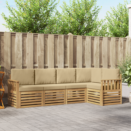 Utomhussoffset 5 st Vit och Beige Polyester