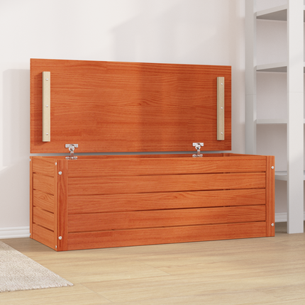 Förvaringslåda med dörr Vaxbrun 89 x 36,5 x 33 cm Massiv furu