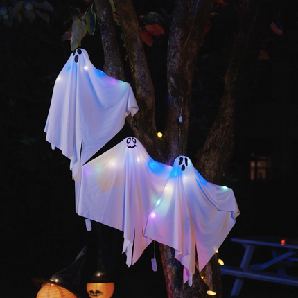 Halloween Hängande Spöke 3 st Vit 52 x 62 cm Polyester