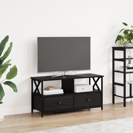 TV-skåp Svart Ek 90 x 33 x 45 cm Konstruerat trä och stål