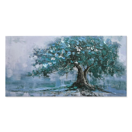 Large Handpainted Palette Knife Green Big Tree Oil Painting On Canvas Modern Abstract Landscape Art Poster Wall Pictures Home Decor