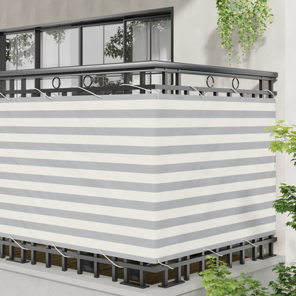Balkong Skärm Ljusgrå och vit. 110 x 800 cm Oxford Tyg