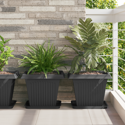 Kvadratisk Blomkruka 24 st Svart 38 x 38 x 30 cm Plast