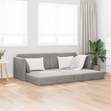 Golvbäddsoffa Ljusgrå 213 x 70 x 77 cm Sammet