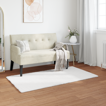 Halkfri matta i konstgjord kaninfäll OLITE Vit 60 x 110 cm