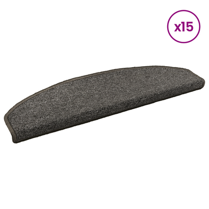 Självhäftande trappmattor 15 st 80 x 24,5 x 3,5 cm Mörkgrå