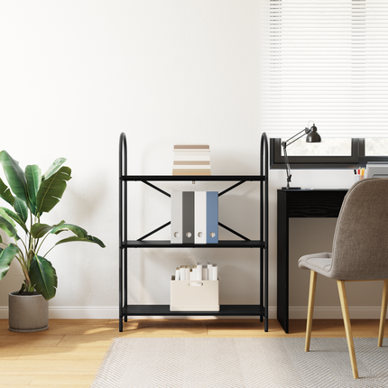 Hyllsystem 3 nivåer 80 x 30 x 109 cm Konstruerat trä Svart Ek