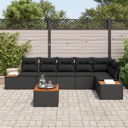 Trädgårdsoffset 6 st 6-Antal sittplatser Svart Polyrattan
