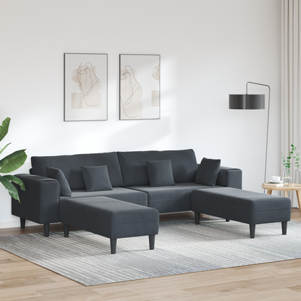 Soffa 3 st Mörkgrå Sammet
