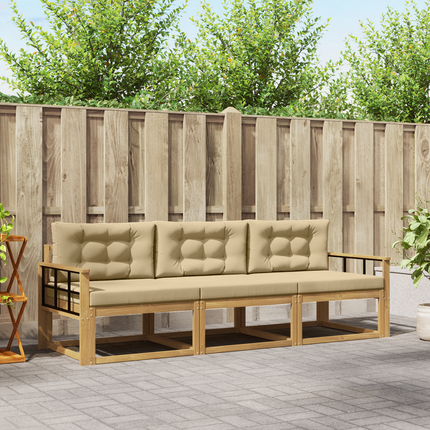 Utomhussoffset 3 st Vit och Beige Polyester