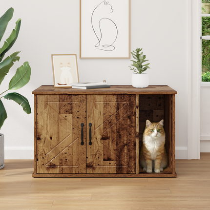 Katt hus Gammalt trä 85 x 55 x 50,5 cm Konstruerat trä