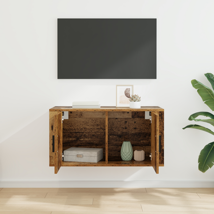 Väggmonterat TV-förråd 80 x 34.5 x 40 cm Gammalt trä
