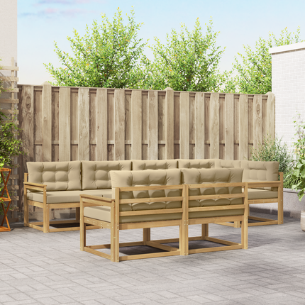 Utomhussoffset 6 st Vit och Beige Polyester